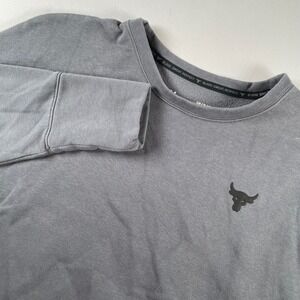 Under Armour Project Rock Gray Fleece Sweatshirt Women Large Blood Sweat Respect
